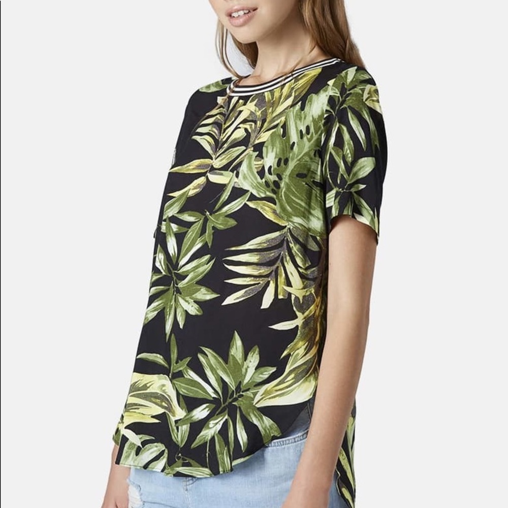 Topshop palm leaf print side split tee